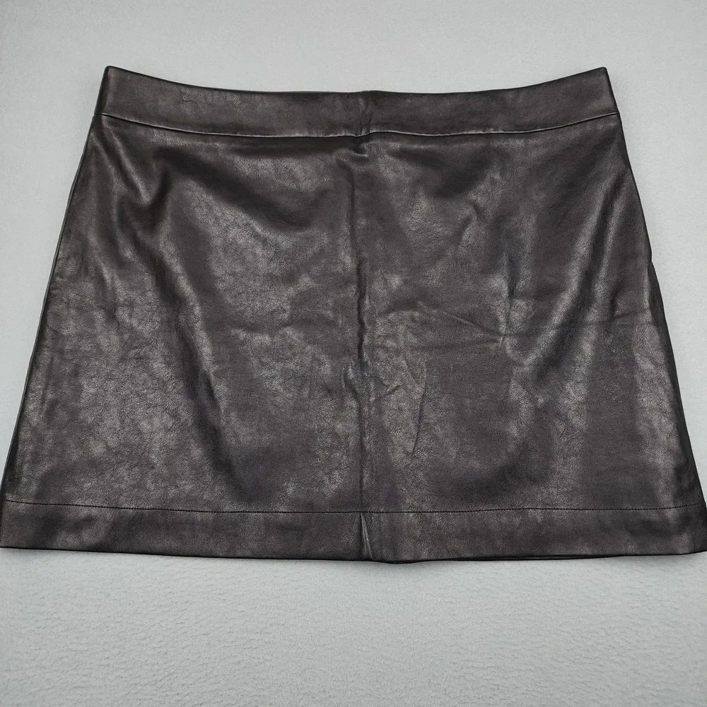 J.Crew Skirt Womens 20 Black Faux Leather Mini Pencil Lined Zip Back Casual